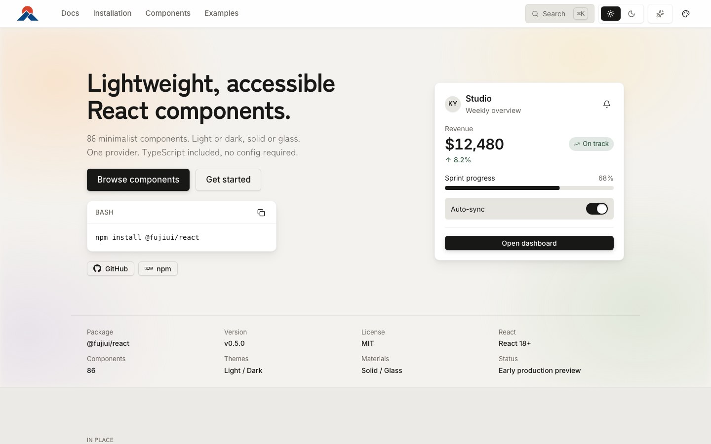 Fuji UI screenshot 1