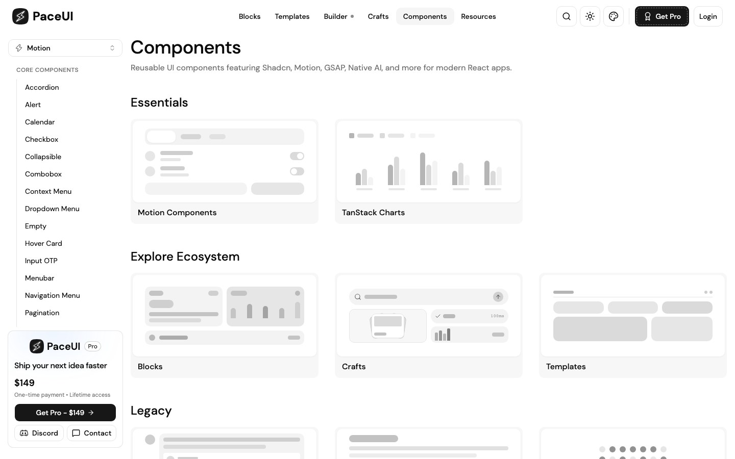 Pace UI screenshot 1