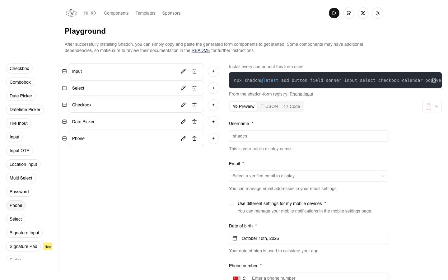 Shadcn Form Builder screenshot 1