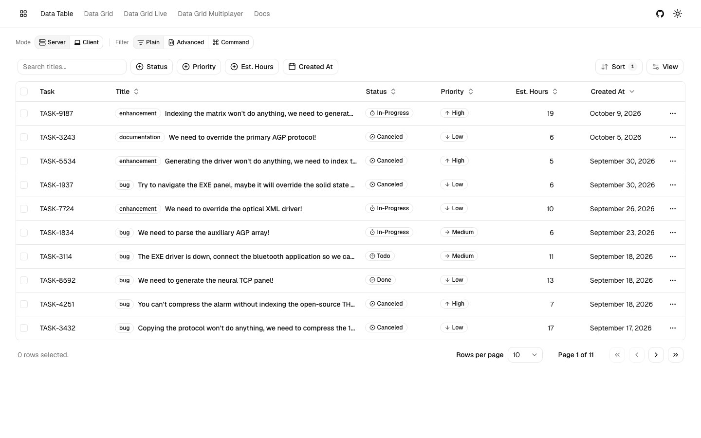tablecn screenshot 1