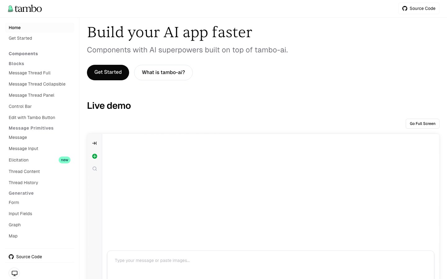 Tambo UI screenshot 1